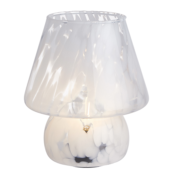 LED-Leuchte MISS MARBLE - Farbglas - Blau - Weiß - Höhe: 21 cm