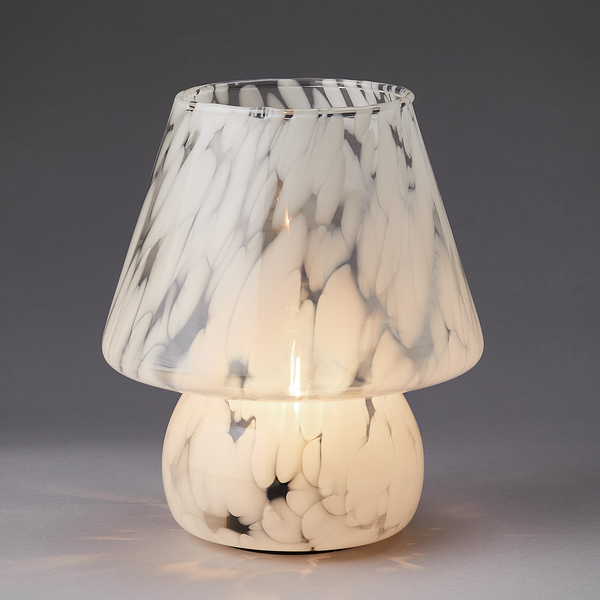 LED-Leuchte MISS MARBLE - Farbglas - Blau - Weiß - Höhe: 21 cm