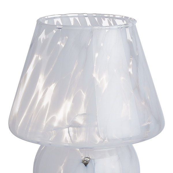 LED-Leuchte MISS MARBLE - Farbglas - Blau - Weiß - Höhe: 21 cm