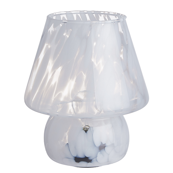 LED-Leuchte MISS MARBLE - Farbglas - Blau - Weiß - Höhe: 21 cm