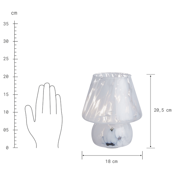 LED-Leuchte MISS MARBLE - Farbglas - Blau - Weiß - Höhe: 21 cm