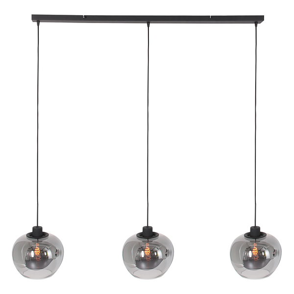 Pendelleuchte Lotus 3-flammig - Aluminium - Schwarz - 132 x 150 cm