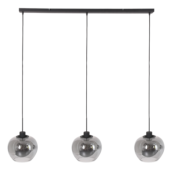 Pendelleuchte Lotus 3-flammig - Aluminium - Schwarz - 132 x 150 cm