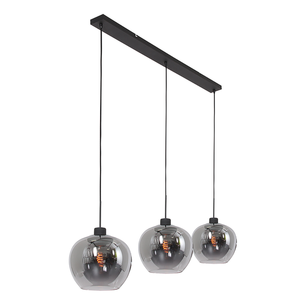 Pendelleuchte Lotus 3-flammig - Aluminium - Schwarz - 132 x 150 cm