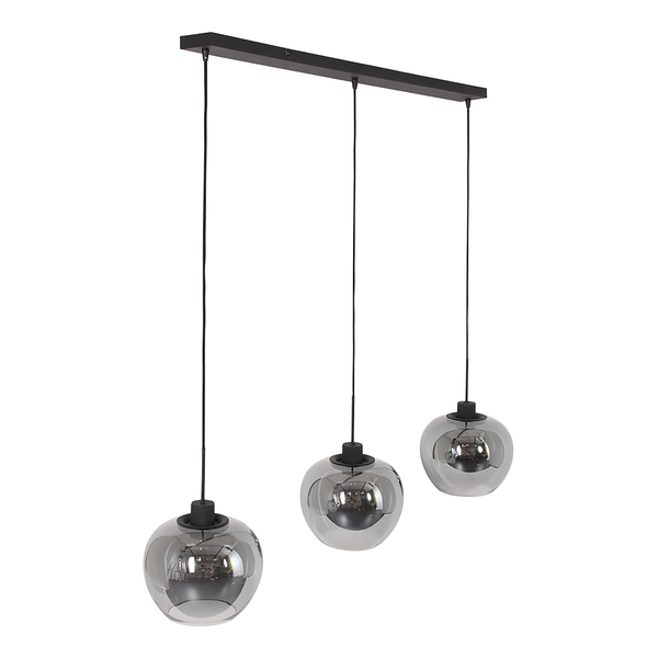 Pendelleuchte Lotus 3-flammig - Aluminium - Schwarz - 132 x 150 cm