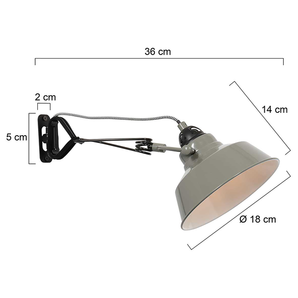 Wandleuchte Nova - Aluminium - 1-flammig - Grau / Grün