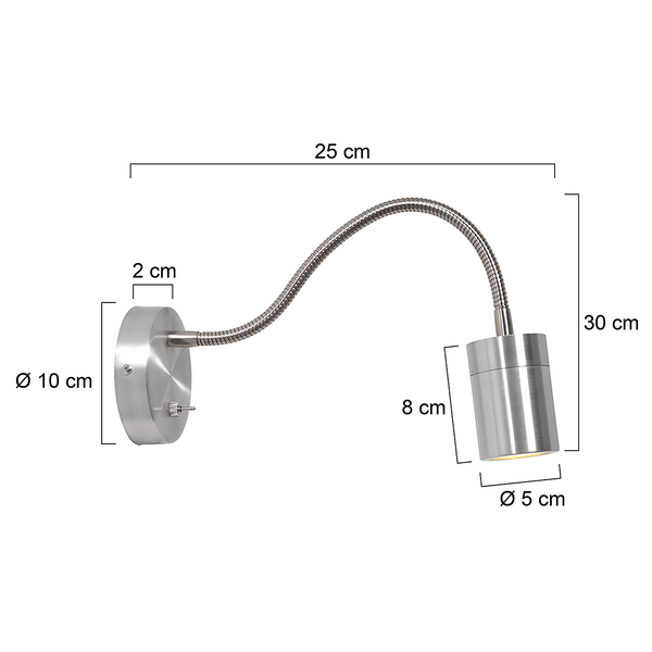 LED-Wandleuchte Upround - Aluminium - 1-flammig - Silber