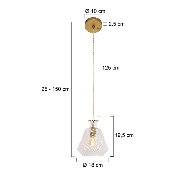 Pendelleuchte Grazioglass - Aluminium / Glas - 1-flammig - Messing - 18 x 20 cm