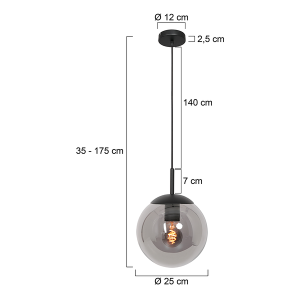 Pendelleuchte Bollique 1-flammig - Aluminium - Schwarz