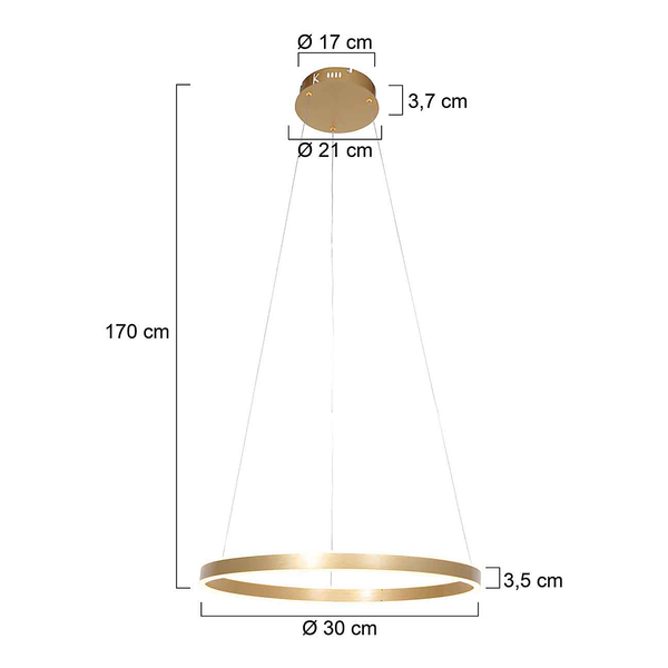 Pendelleuchte Ringlux - Aluminium - Gold - Durchmesser: 30 cm