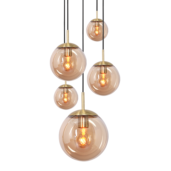 Pendelleuchte Bollique 5-flammig - Aluminium - Messing