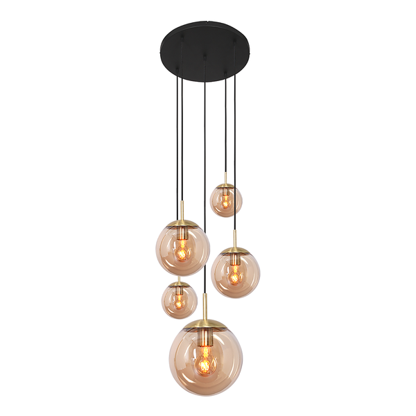 Pendelleuchte Bollique 5-flammig - Aluminium - Messing