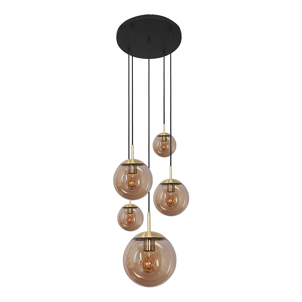 Pendelleuchte Bollique 5-flammig - Aluminium - Messing