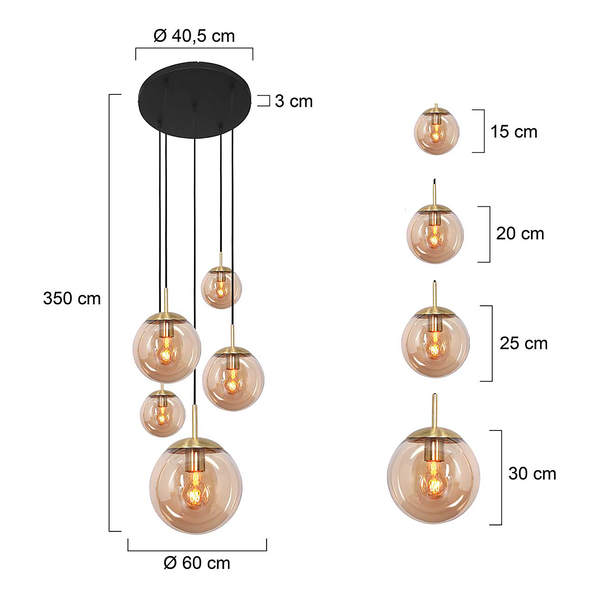 Pendelleuchte Bollique 5-flammig - Aluminium - Messing