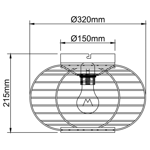Deckenleuchte Woodball - Bambus massiv / Eisen - 1-flammig