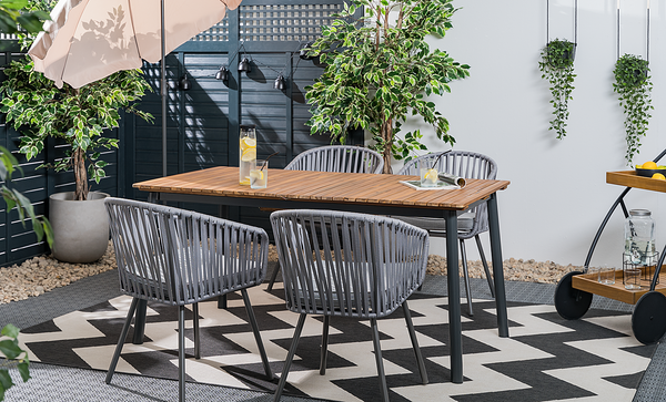 Gartenstuhl NOXI 2er-Set - Stahl / Polyester - Hellgrau