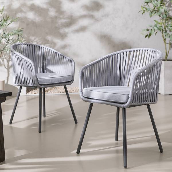 Gartenstuhl NOXI 2er-Set - Stahl / Polyester - Hellgrau