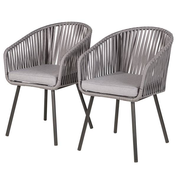 Gartenstuhl NOXI 2er-Set - Stahl / Polyester - Hellgrau