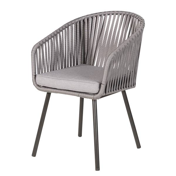 Gartenstuhl NOXI 2er-Set - Stahl / Polyester - Hellgrau