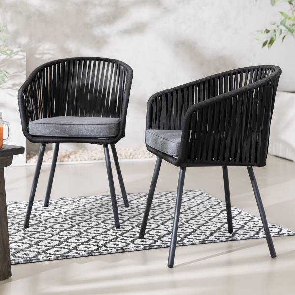 Gartenstuhl NOXI 2er-Set - Stahl / Polyester - Schwarz