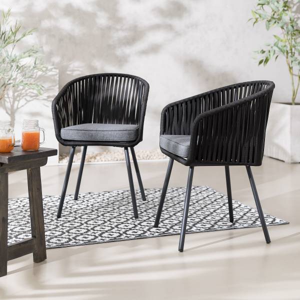 Gartenstuhl NOXI 2er-Set - Stahl / Polyester - Schwarz