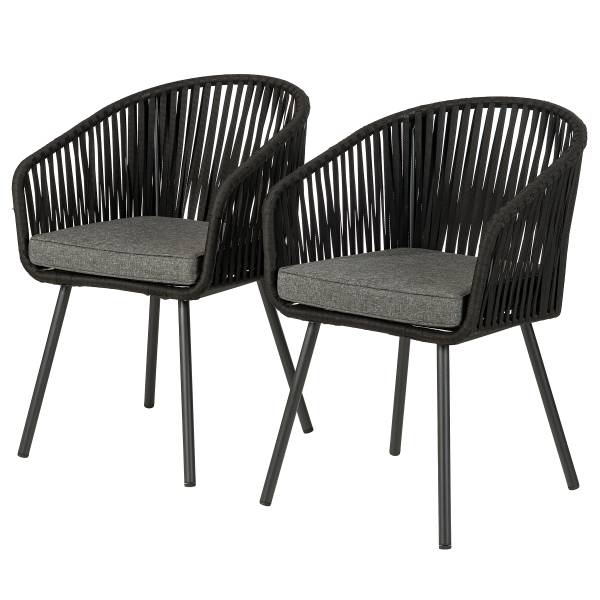 Gartenstuhl NOXI 2er-Set - Stahl / Polyester - Schwarz
