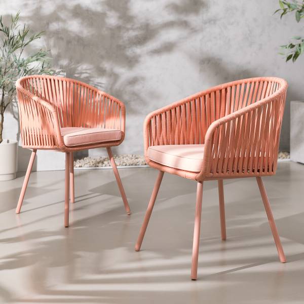 Gartenstuhl NOXI 2er-Set - Stahl / Polyester - Flamingorosa