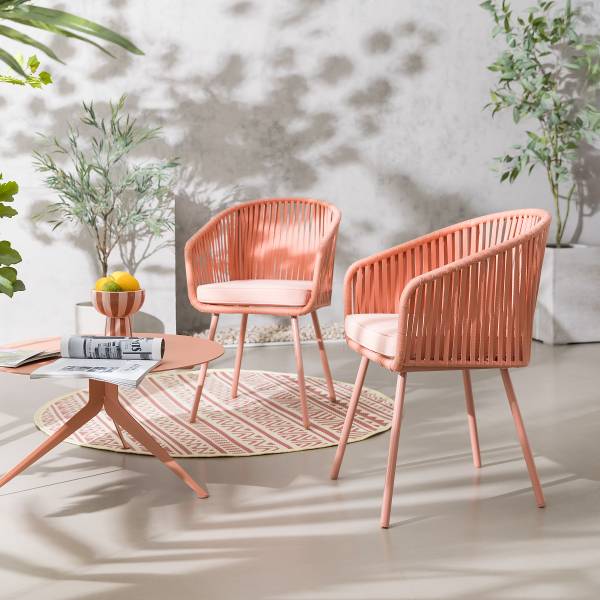 Gartenstuhl NOXI 2er-Set - Stahl / Polyester - Flamingorosa