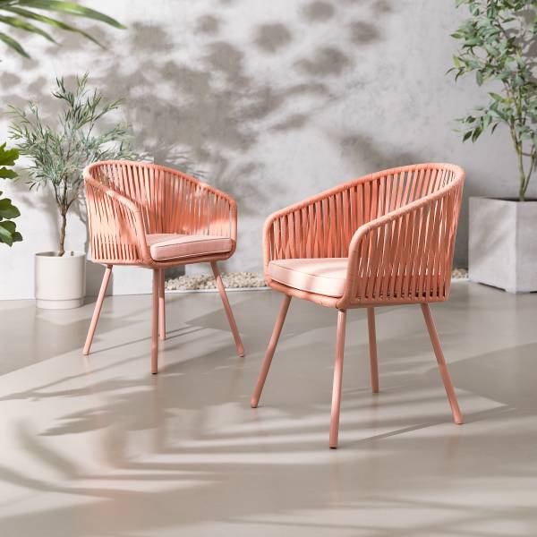 Gartenstuhl NOXI 2er-Set - Stahl / Polyester - Flamingorosa