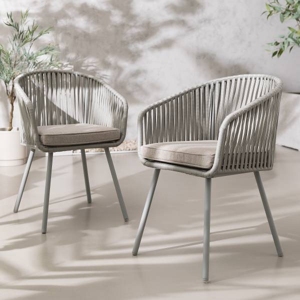 Gartenstuhl NOXI 2er-Set - Stahl / Polyester - Taupe