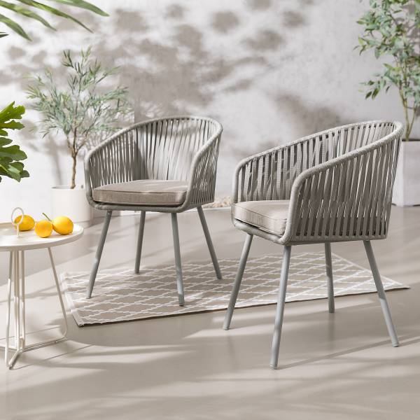 Gartenstuhl NOXI 2er-Set - Stahl / Polyester - Taupe