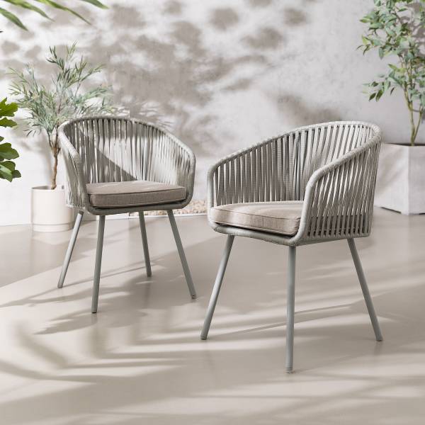 Gartenstuhl NOXI 2er-Set - Stahl / Polyester - Taupe