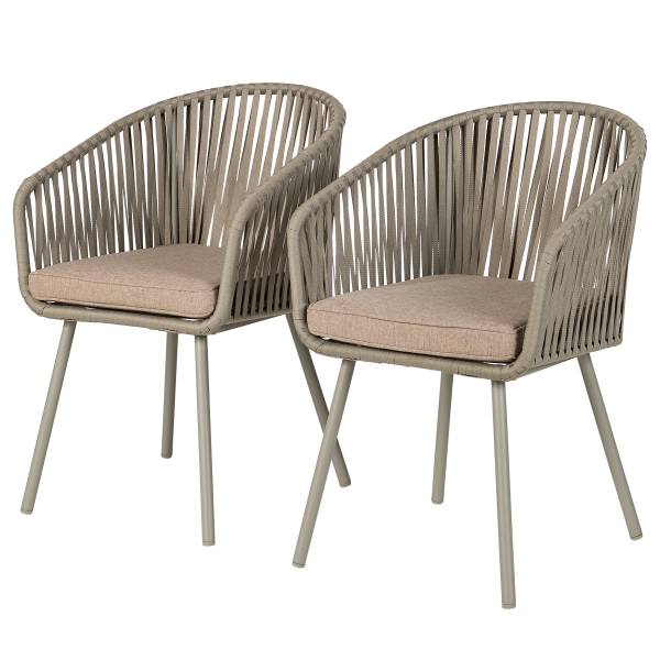 Gartenstuhl NOXI 2er-Set - Stahl / Polyester - Taupe