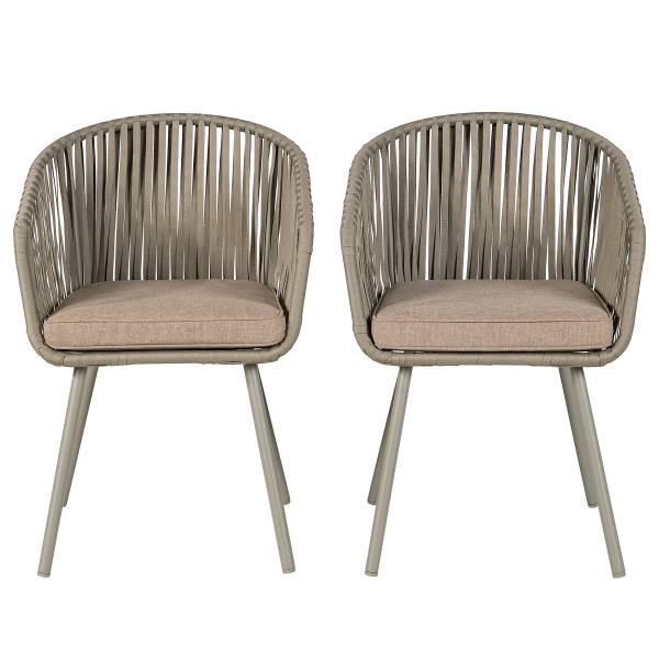 Gartenstuhl NOXI 2er-Set - Stahl / Polyester - Taupe