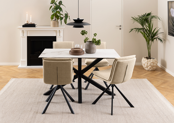 Polsterstuhl Gulstav - Beige - Strukturstoff - Stahl - 47 x 85 x 59 cm