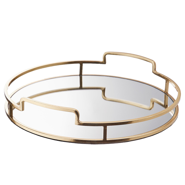 Tablett ART DECO - Aluminium / Glas - Gold