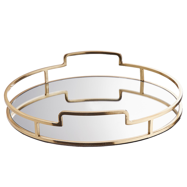 Tablett ART DECO - Aluminium / Glas - Gold