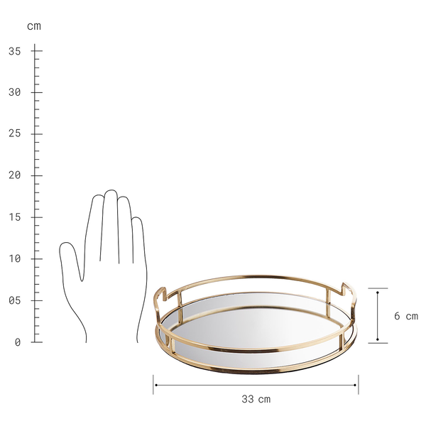 Tablett ART DECO - Aluminium / Glas - Gold