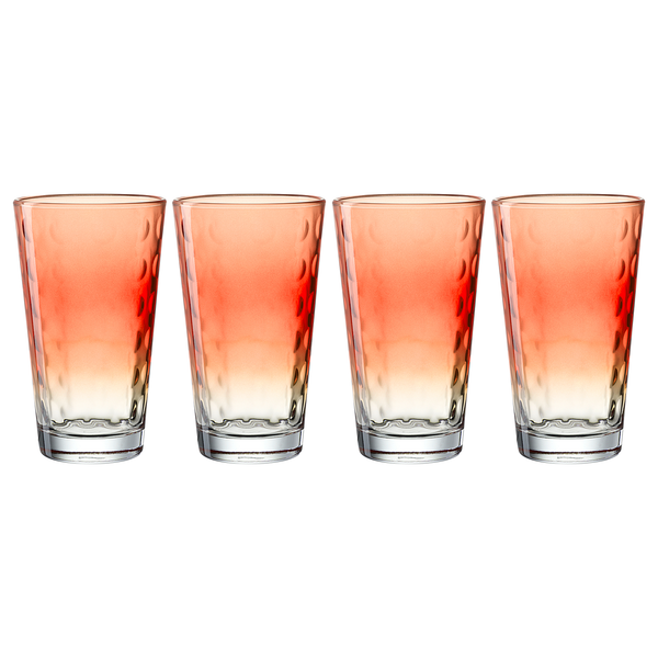 Trinkglas Optic - Klarglas - Rot - 4er Set - Fassungsvermögen: 0.54 L