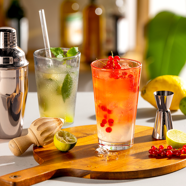 Trinkglas Optic - Klarglas - Rot - 4er Set - Fassungsvermögen: 0.54 L