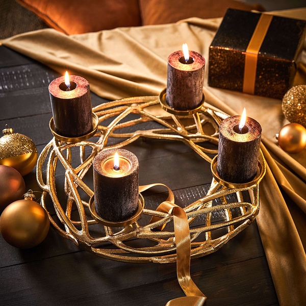 Adentskranz ADVENT "Treibholz" - Aluminium - Gold