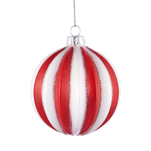 Glaskugel HANG ON Relief 6er-Set - Glas - Rot / Weiß