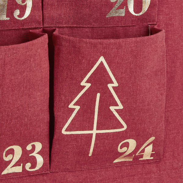 Adventskalender SANTA IS COMING - Baumwolle / Akazie - Rot