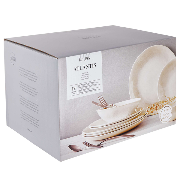 Geschirr-Set ATLANTIS 12-teilig - Steinzeug - Beige