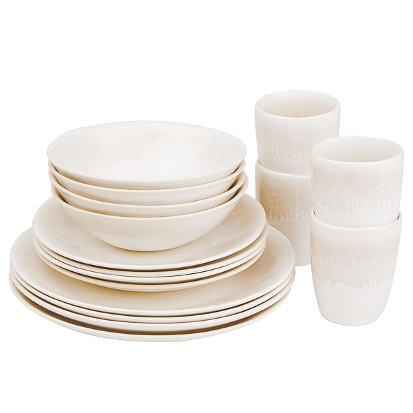 Geschirr-Set ATLANTIS 16-teilig - Beige - Steingut - Höhe: 3 cm