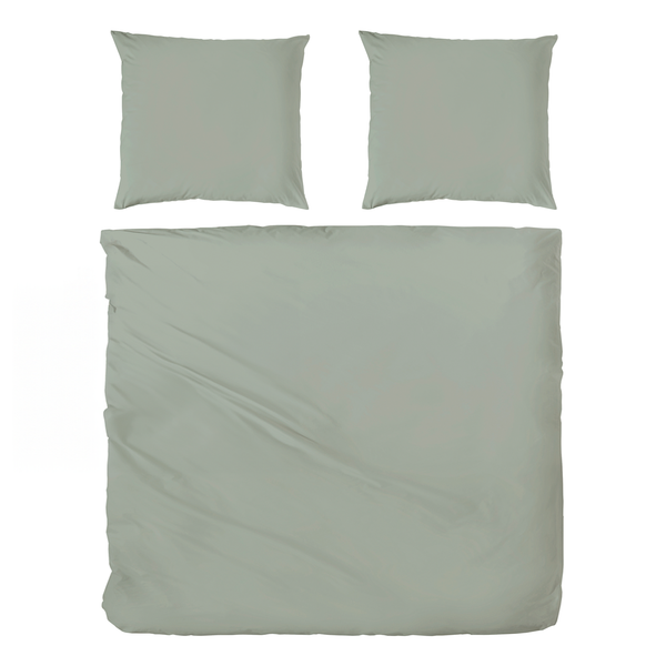 Renforce-Bettwäsche Stonewashed Pure - Baumwolle - Grün - 240 x 220 cm + 2 Kissen 80 x 80 cm