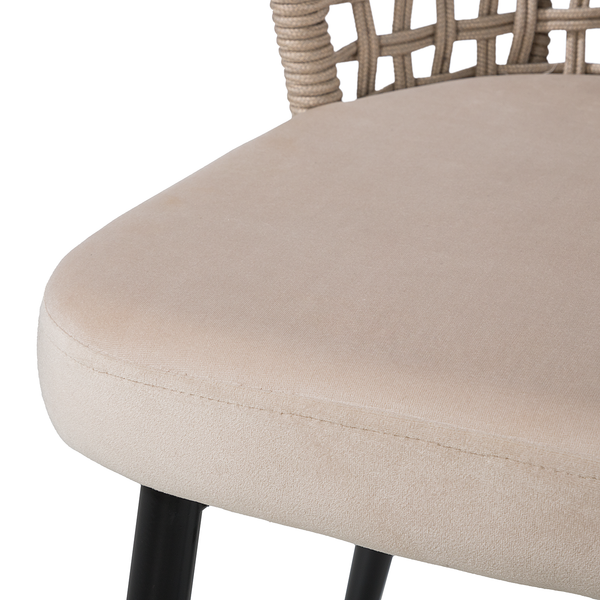 Esszimmerstuhl Rickwood 2er-Set - Samt / Stahl - Beige / Schwarz