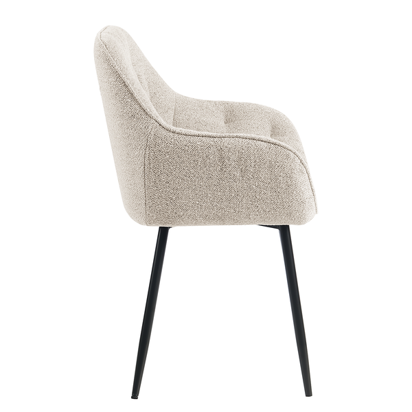 Armlehnenstuhl TILLY - Bouclé Stoff Moena: Beige - Einzelstuhl