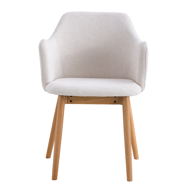 Armlehnenstuhl SKAUO 2er-Set - Strukturstoff Cella: Beige