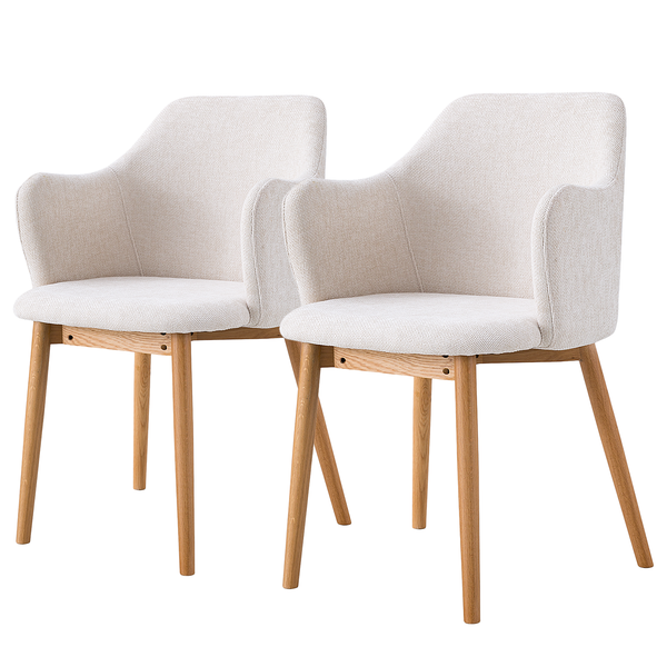 Armlehnenstuhl SKAUO 2er-Set - Strukturstoff Cella: Beige
